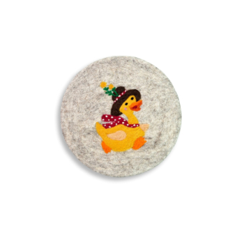 Untersetzer Ente mit Hut, hellgrau (Ø ca. 21 cm)
