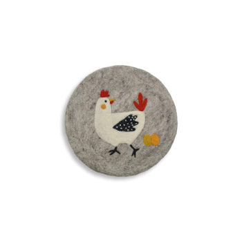 Untersetzer Huhn mit Ei, hellgrau (Ø ca. 21 cm)