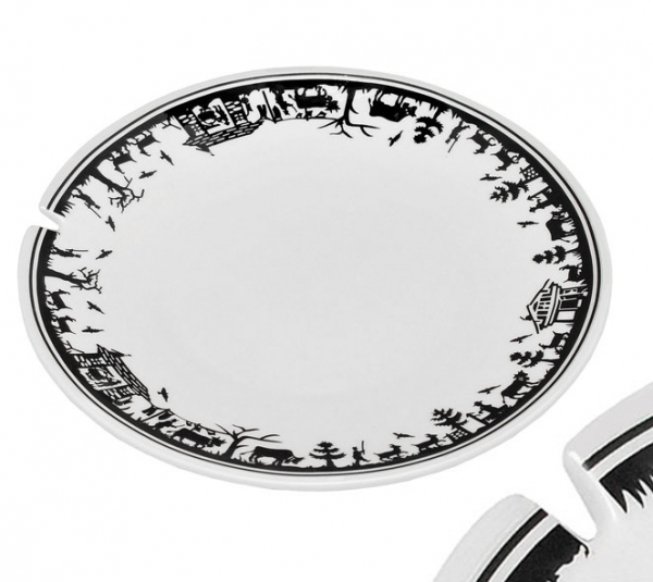 4er-Set Fondueteller Alpes, aus Keramik mit Kerbe für die Gabel