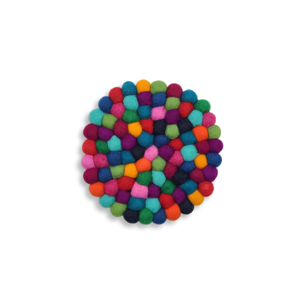 Filz Untersetzer Rund dicke Kugeln ca. 20 cm - Regenbogen