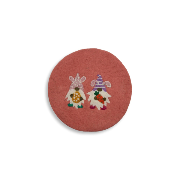 Untersetzer Zwei Hasen (Ø ca. 21 cm), Hellrot